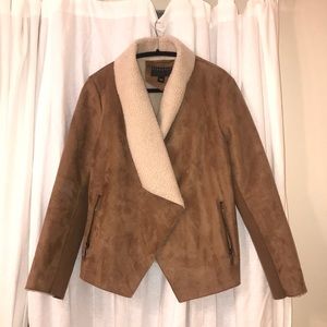 Suede jacket with sherpa lining